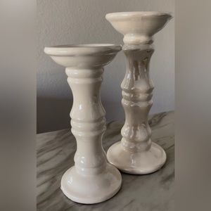 Pair of ceramic candle holders
